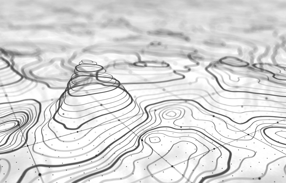 Geographical representation of mountains in different layers